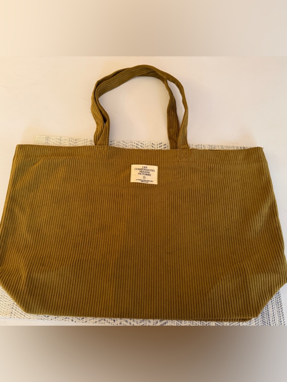 Sézane Corduroy Tote Bag in Olive Green
